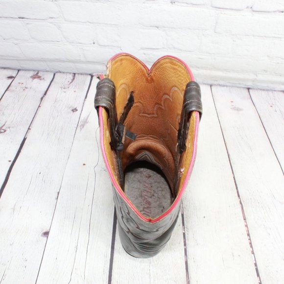 TONY LAMA Black Leather Western Cowboy Boots Style - Picture 7 of 9